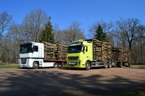 Livraison de bois de chauffage en camion remorque Ambert 